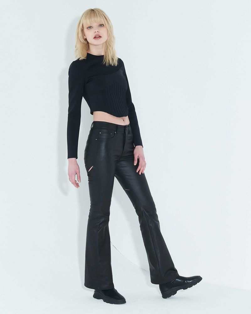 Pintuck Jersey Top _ Black