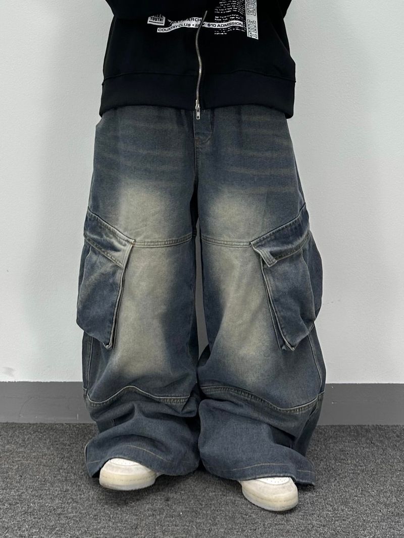 retro denim cargo pants