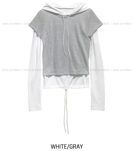 Mix Layered Waffle Hoodie Set