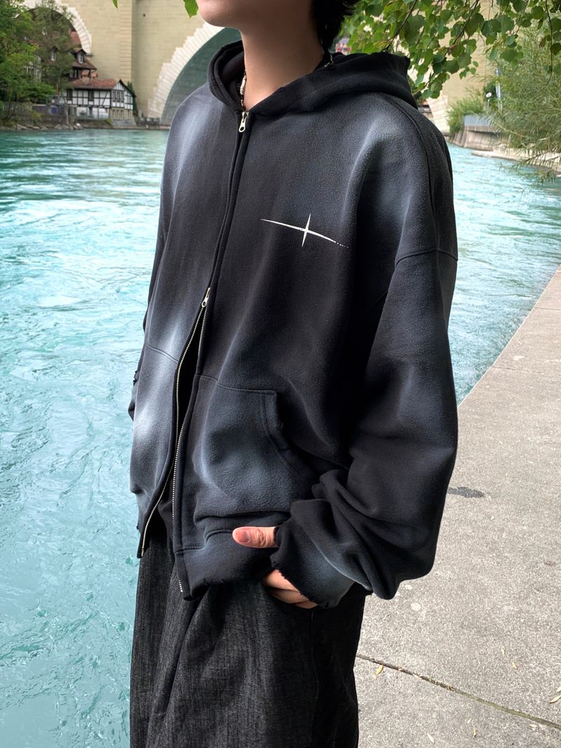 Unisex Tie Dye Over Hooded Zip-Up 2C