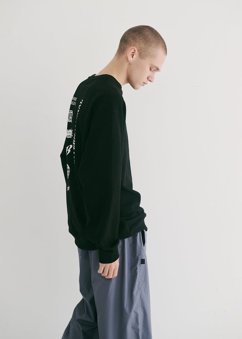 BSR2223FWPO074 MULTI LOGO CREWNECK BLACK