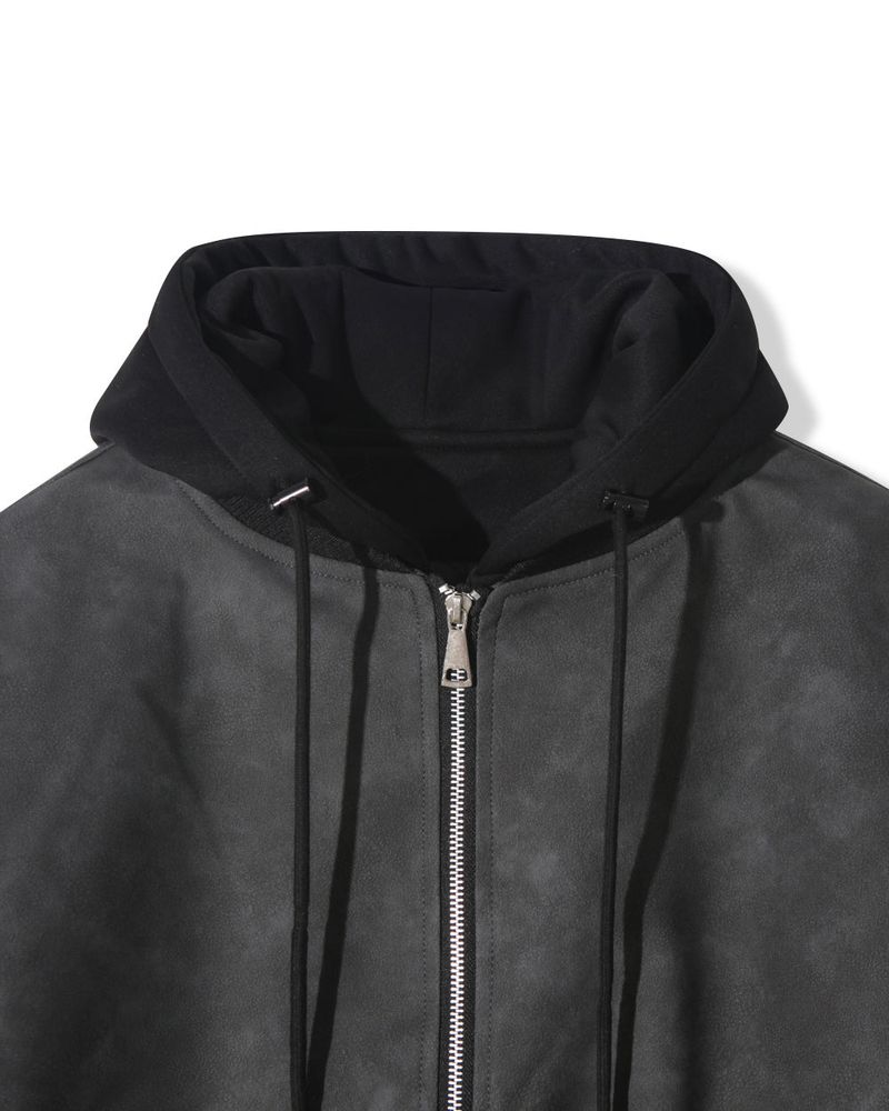 Neren Hood Bomber Leather Padding