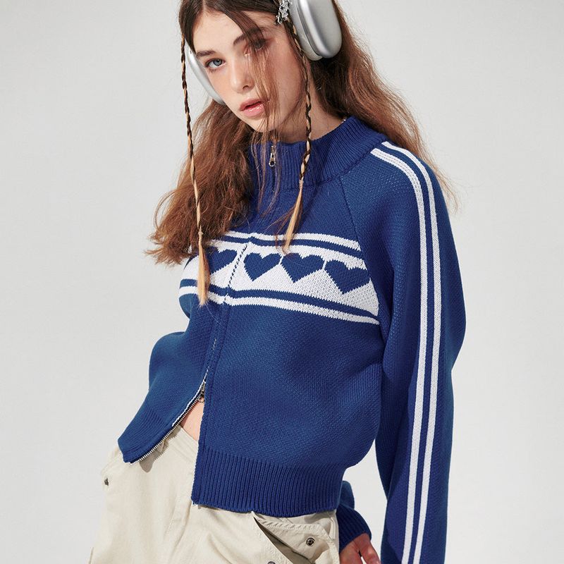 Heart track Knit Zip-up [3 Color]
