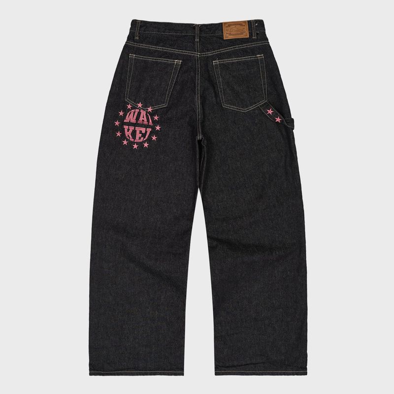 Star Applique Embroidery Denim Pants