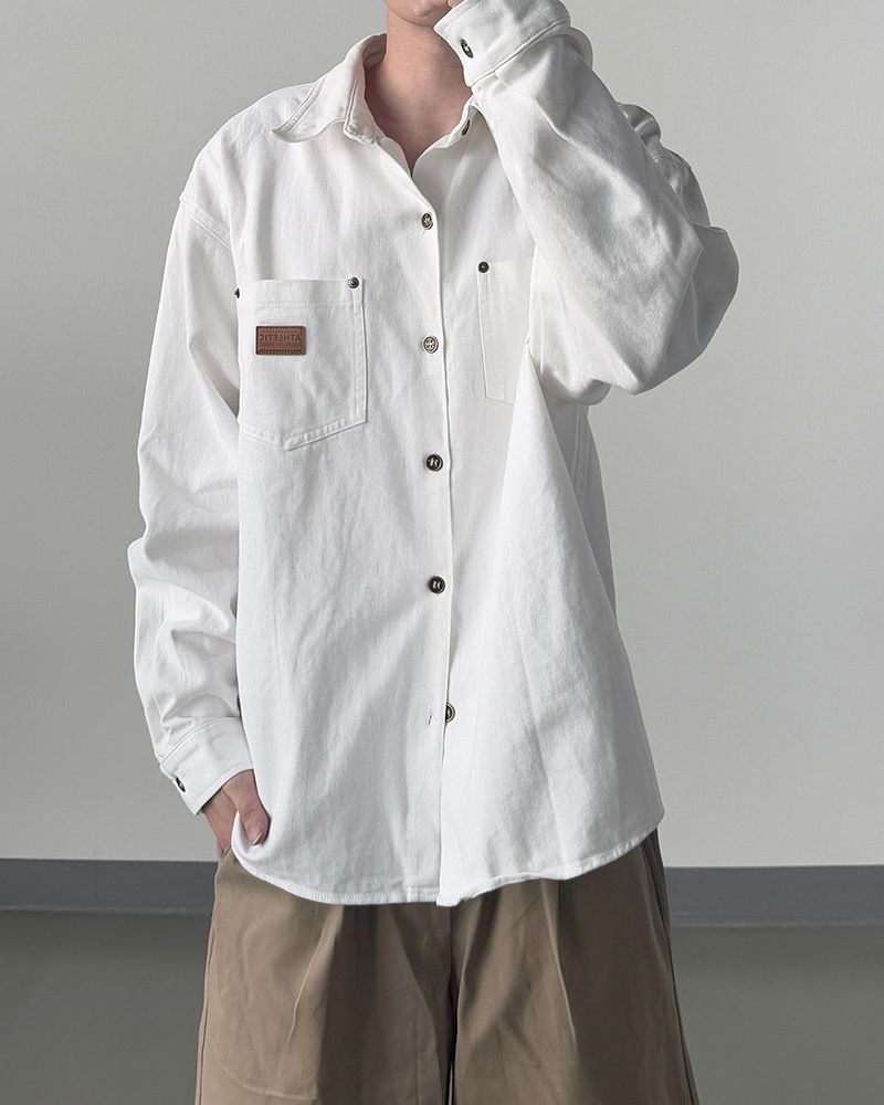 Drain Patch Work Shirt Jacket