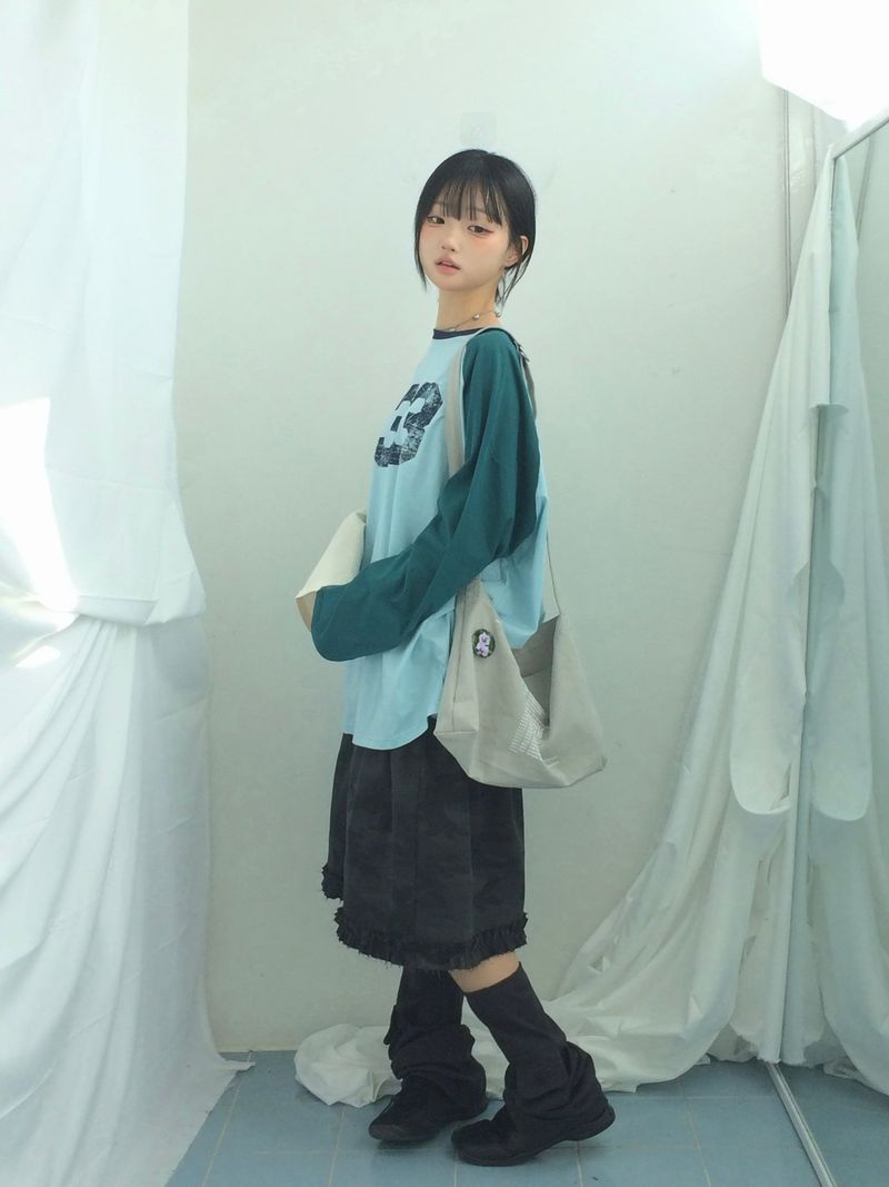 rough frill camotiered skirt