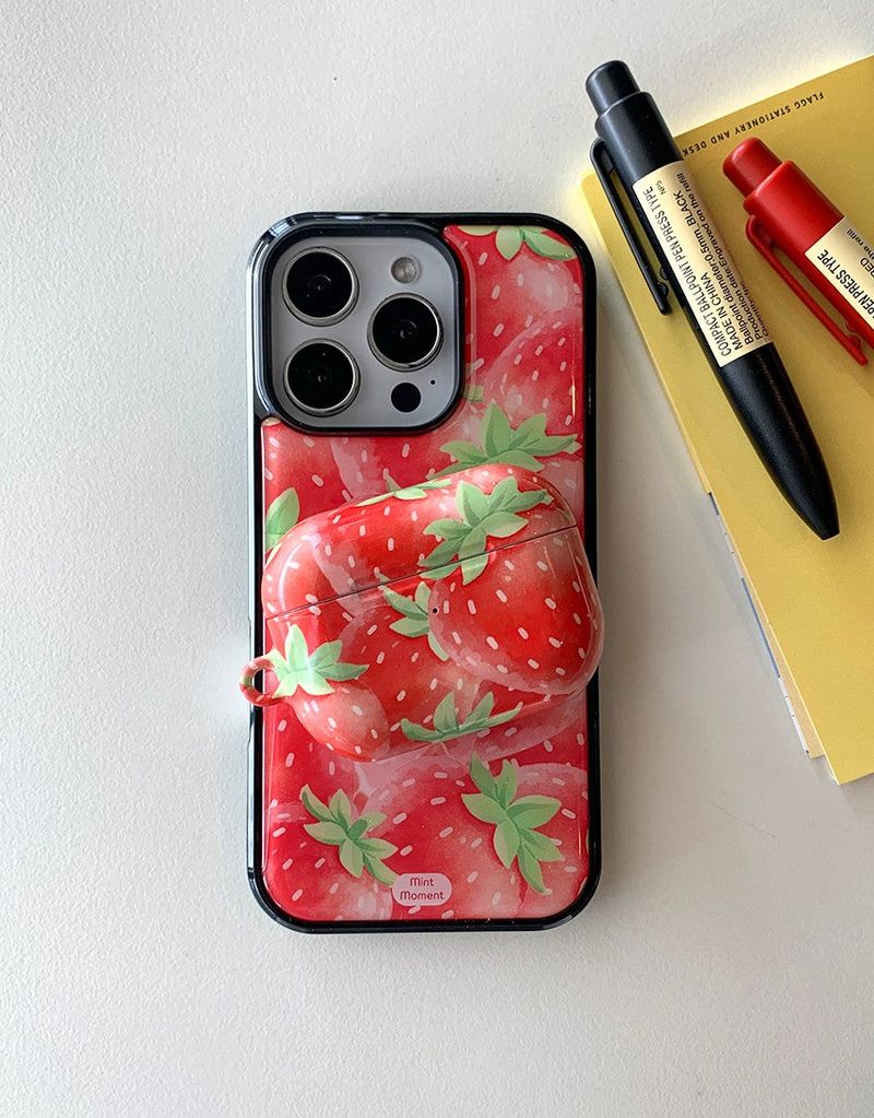 [MADE]レッドストロベリーシュガー ブラックエポキシ バンパーiPhoneケース