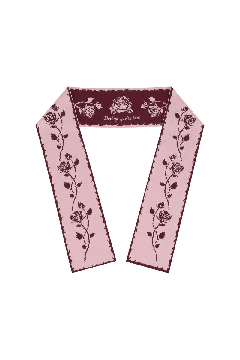 ROSE JACQUARD SCARF #WINE