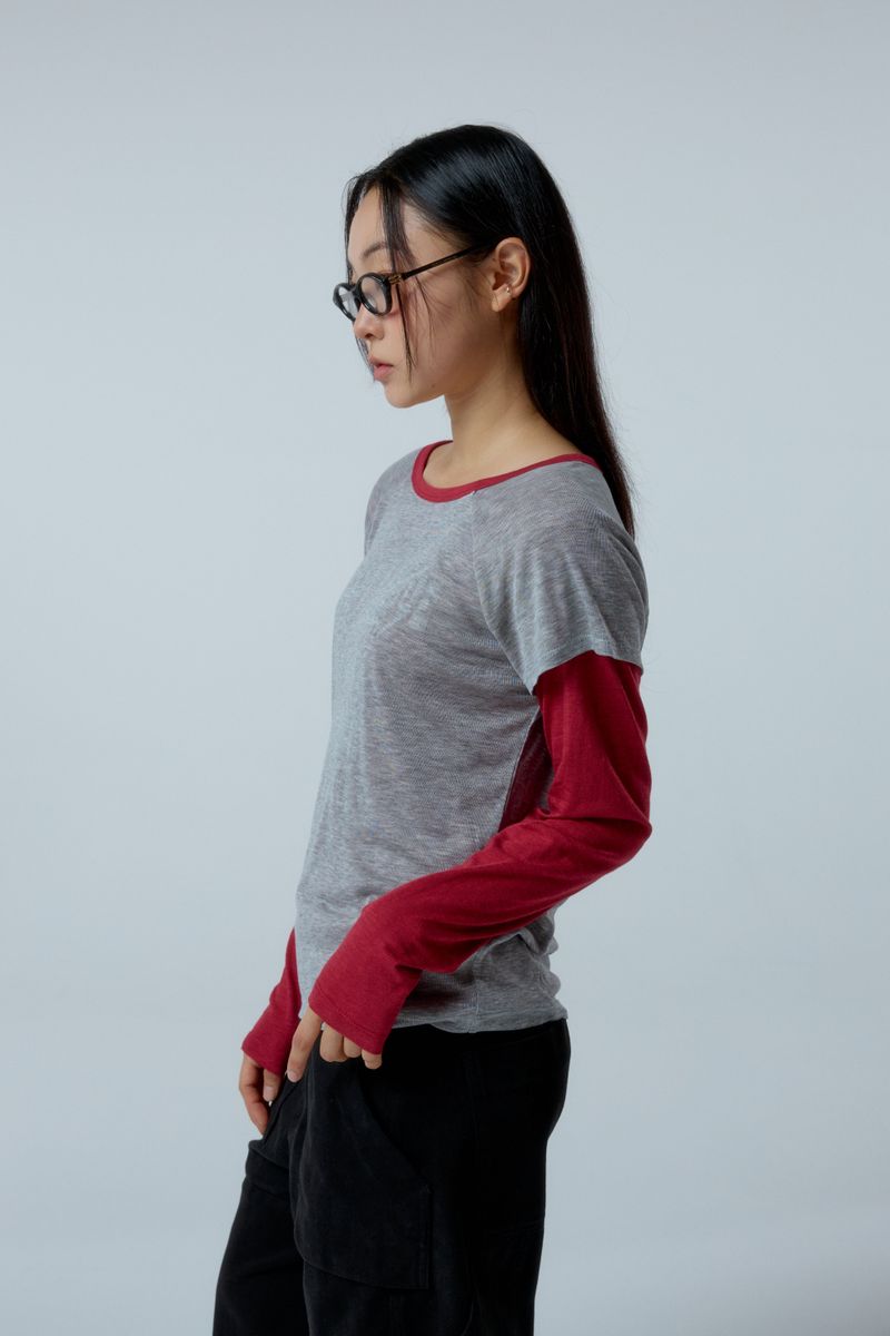 Street league blur artwork double layer long sleeve (Red)