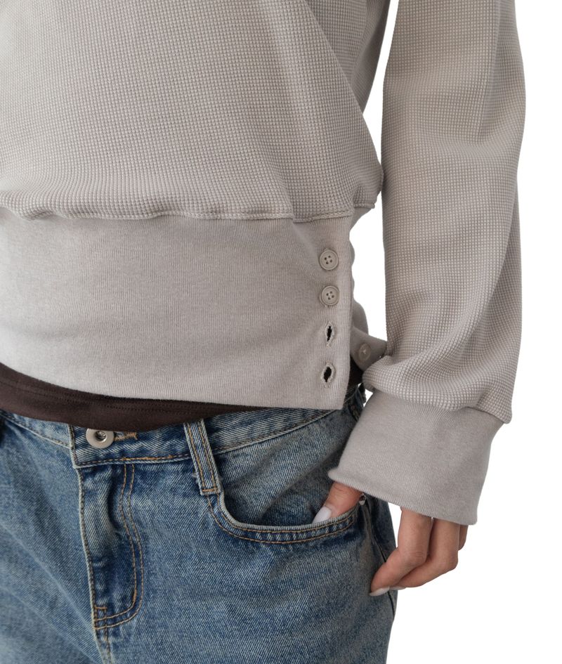 (Set) Wapi Layered Waffle Sweatshirt