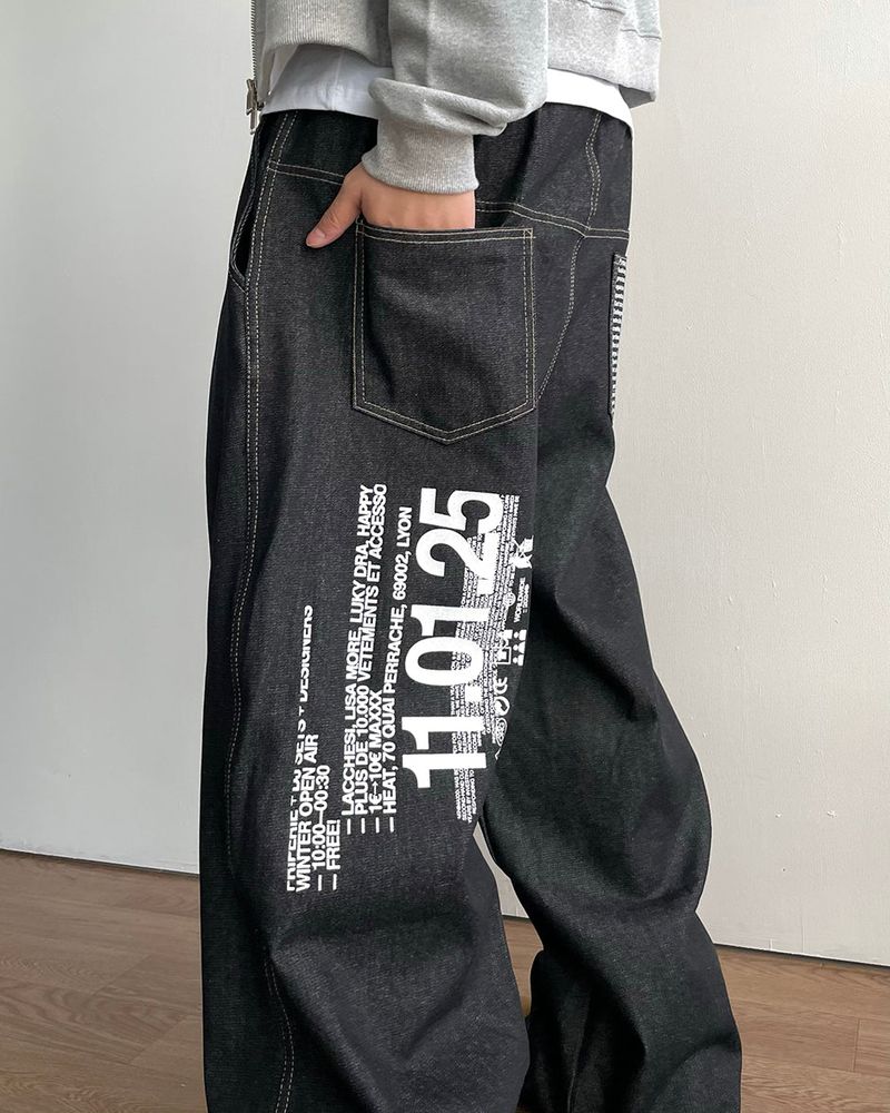 Leon Lettering Denim Pants