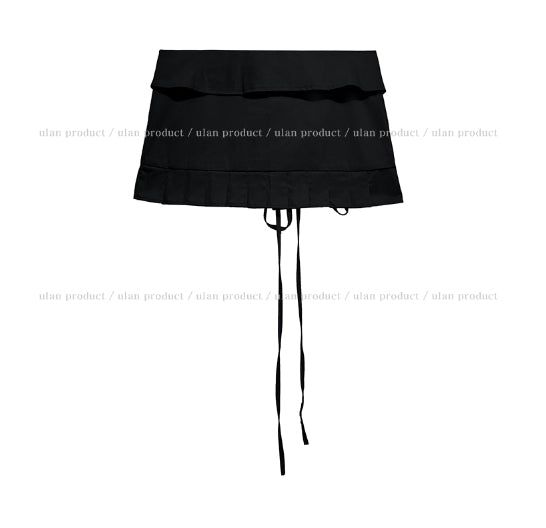 Molder strap layered pleated skirt