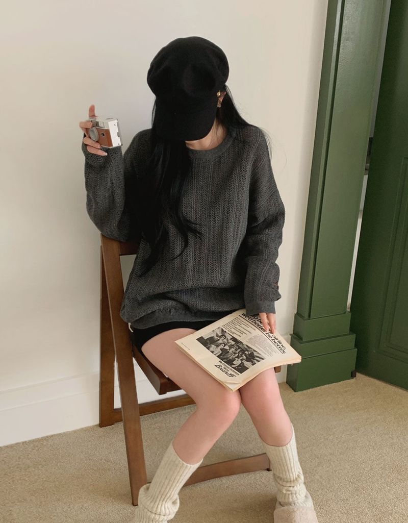 [Bellide made] Caramel Loose Fit Long Round Knitwear