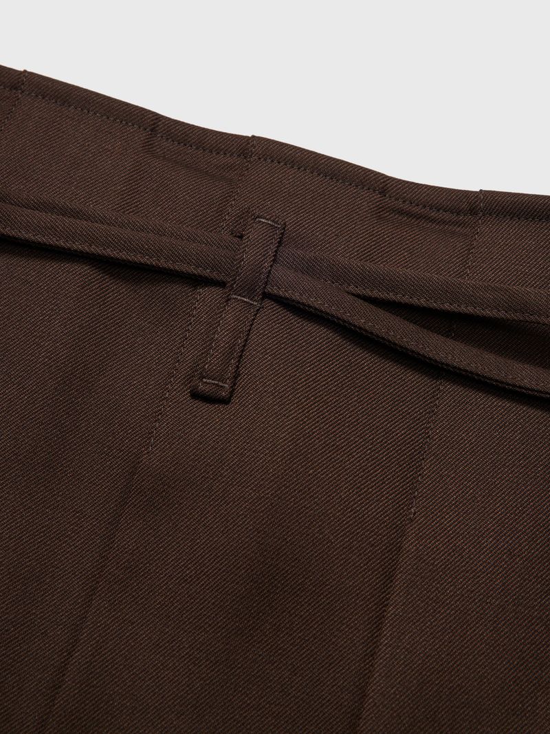 Pleated Wraparound Skirt Brown