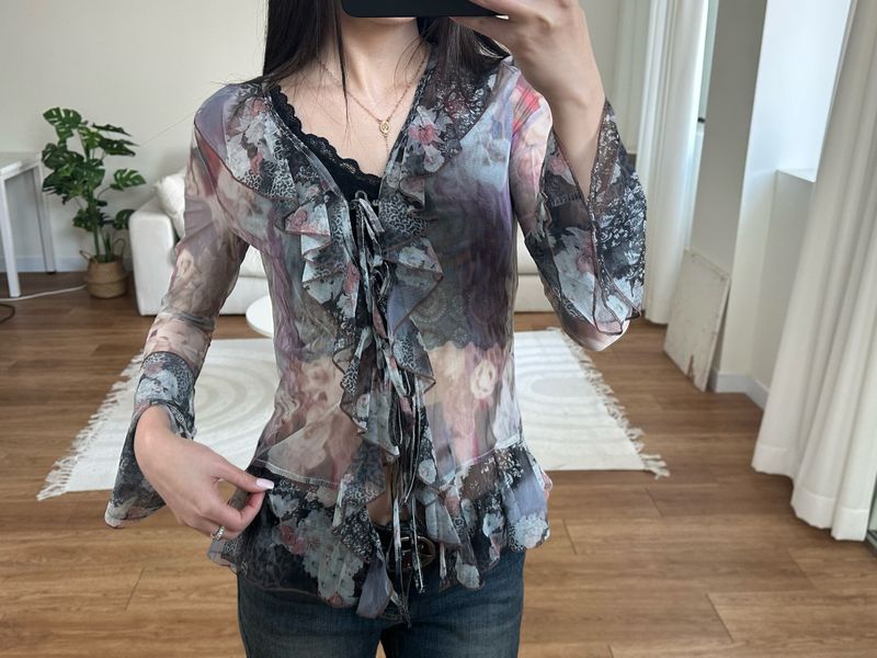 floral ruffle cardigan