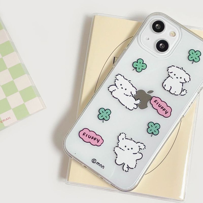 [Gel-hard] Fluffy clover puppy Phone case