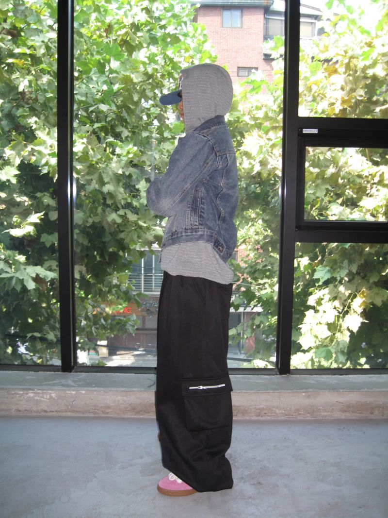 [UNISEX] Zipper Cargo Wide Sweatpants (2 Colors)