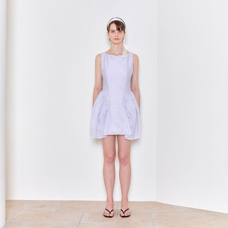  'La Mer' Blue grey Shirring Skirt Dress