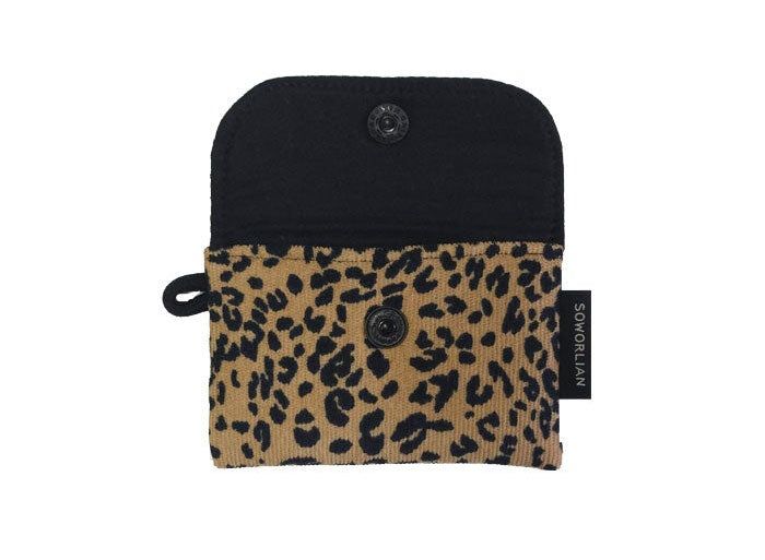 Simple Card wallet _Leopard Corduroy Camel