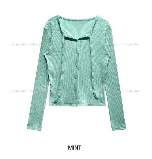 Mood Strap Ribbed Cardigan