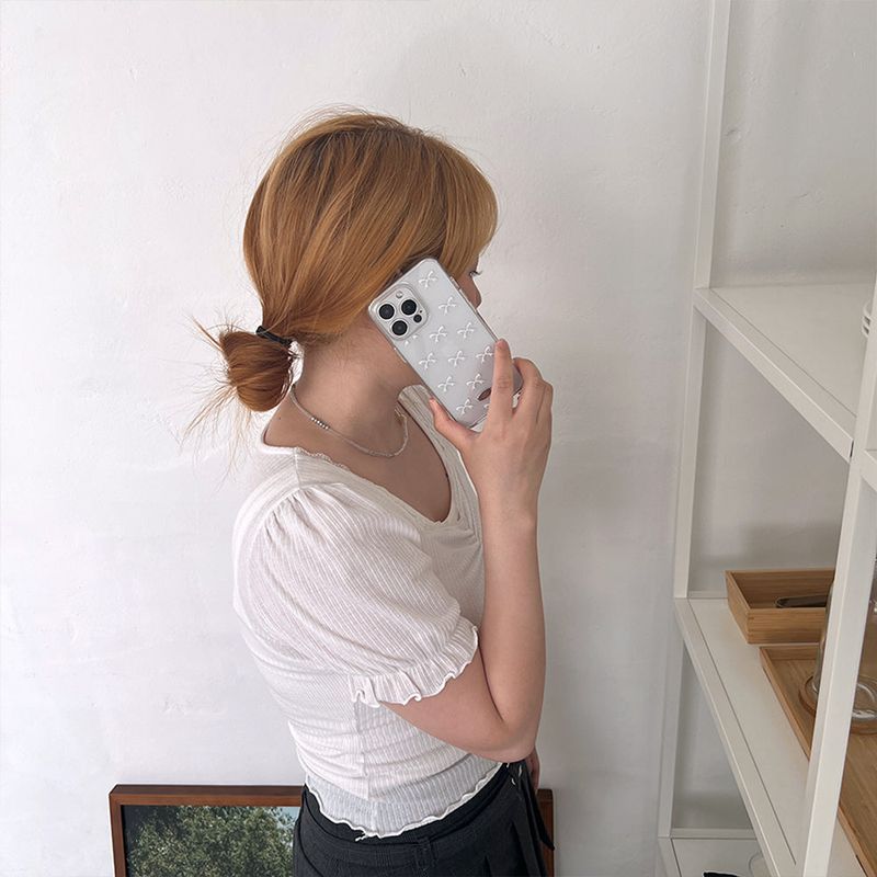 Pure white bow jelly hard case (clear)