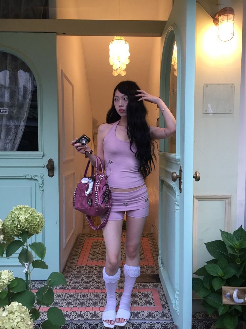 Flower Stud Fold Shorts(Skirt)