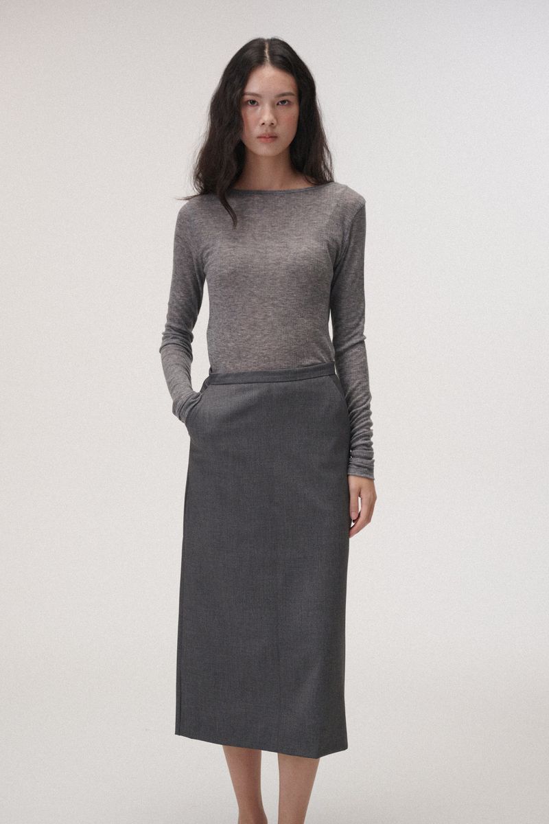 Wool boat neck T (Grey)