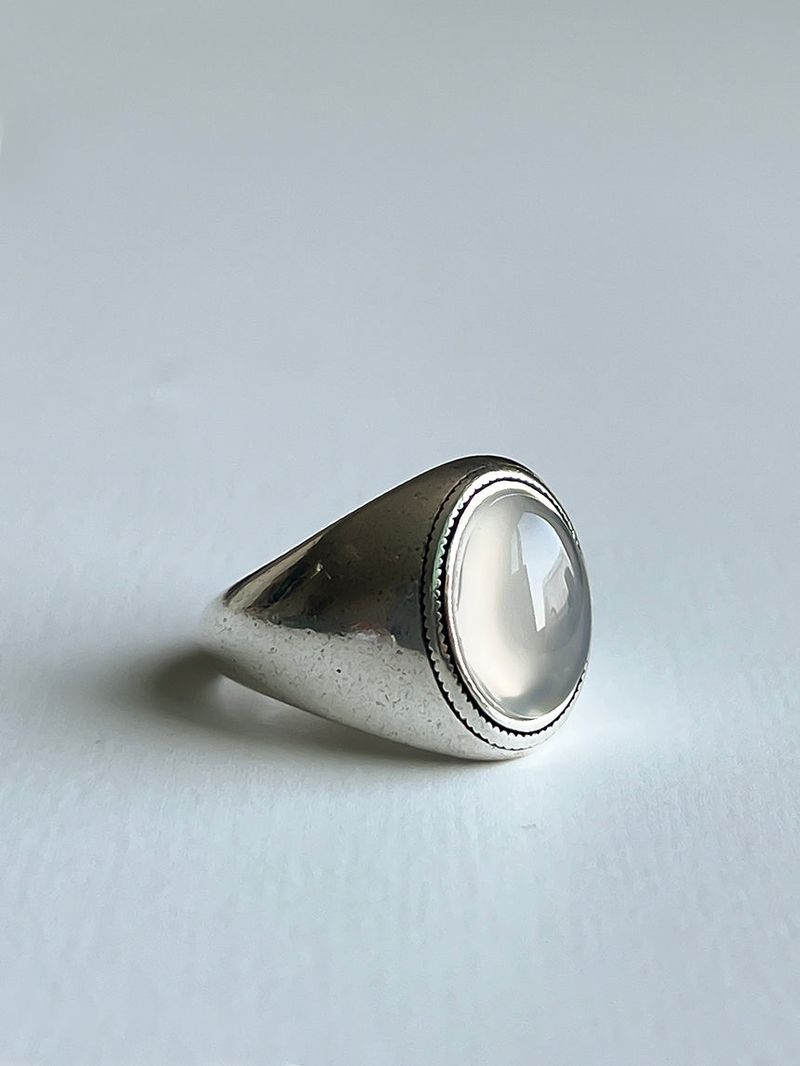 Gray onyx open ring