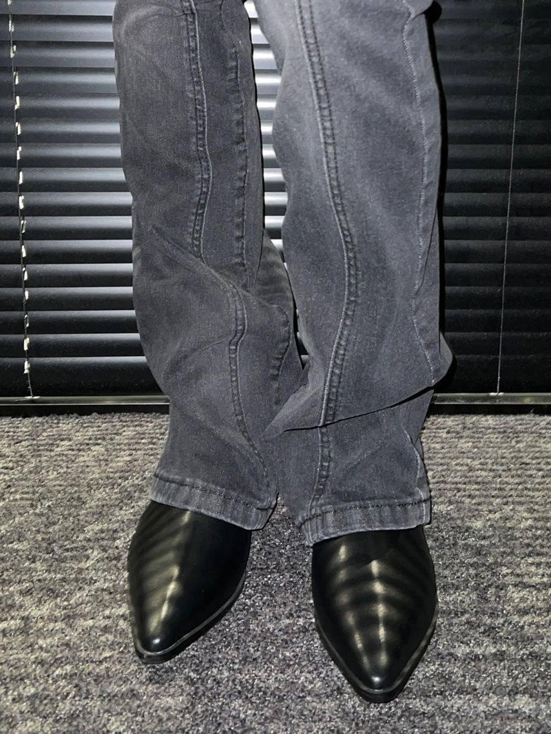 Leather stiletto ankle boots (Black)