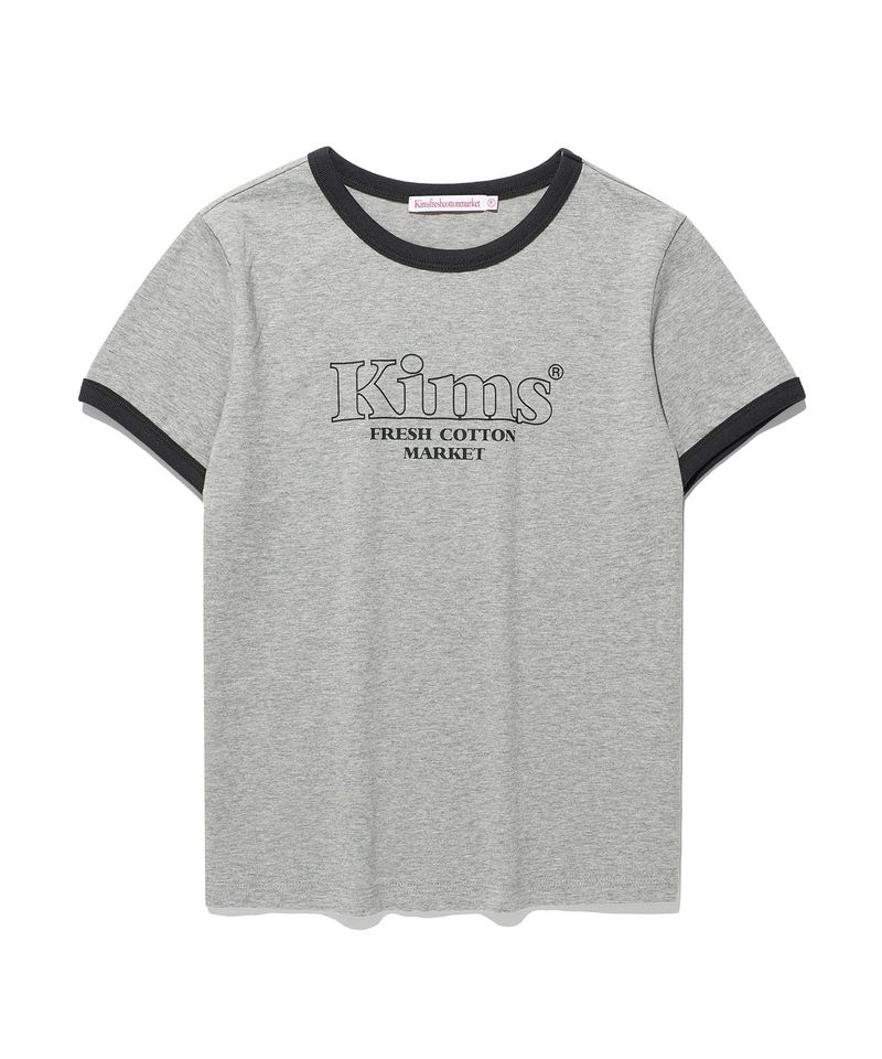 Kims Fresh Cotton Market（キムス フレッシュ コットン マーケット）の「Kims Bam Line Ringer Tee Grey (KIB6MFT508A)（Tops）」