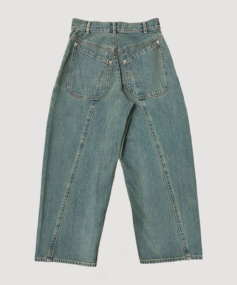 COLOR BLEACH WIDE DENIM PANTS