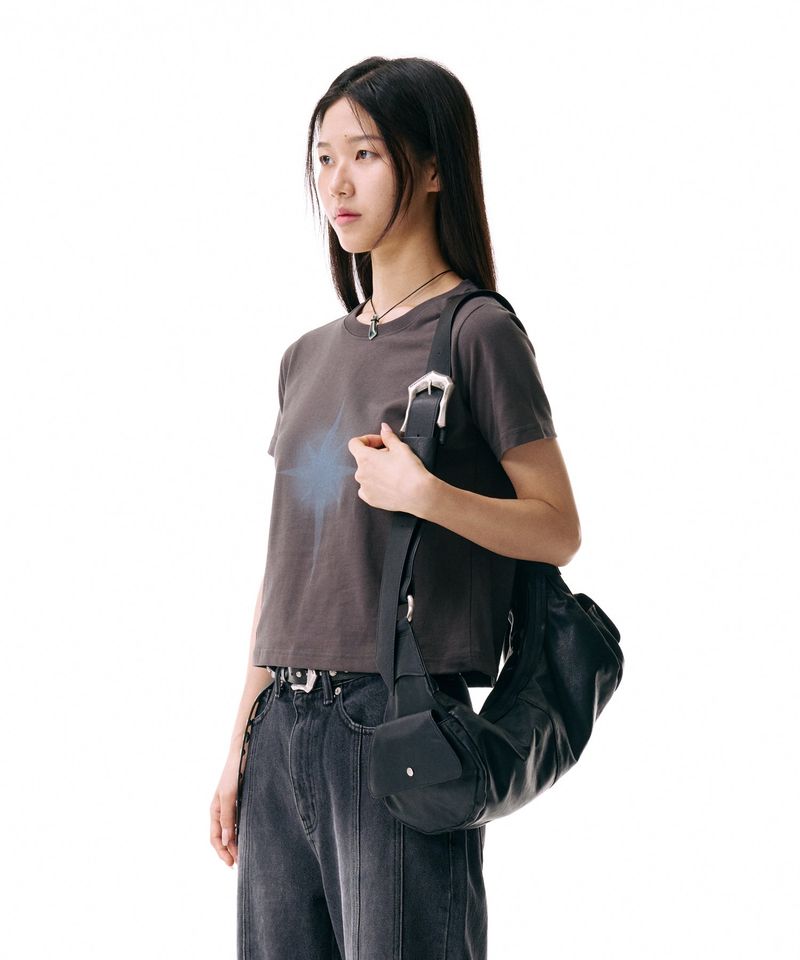 Bumpy Buckle Stone Bag (Black)