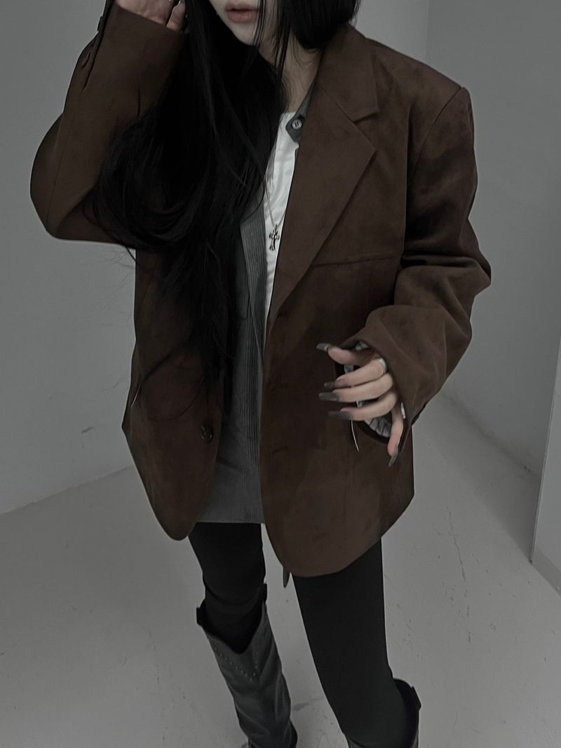 line suede blazer jacket (2color)