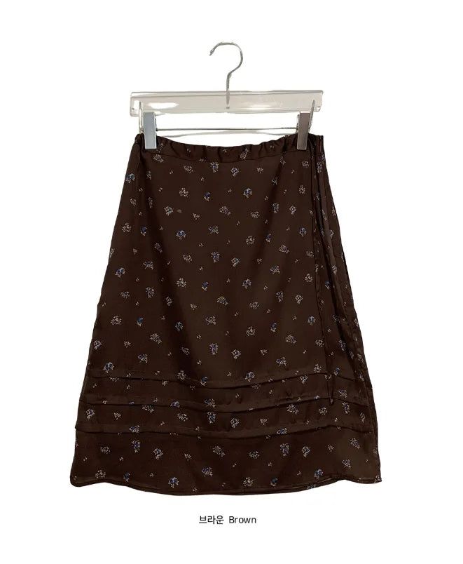 Ebony Flower Pintuck Midi Skirt