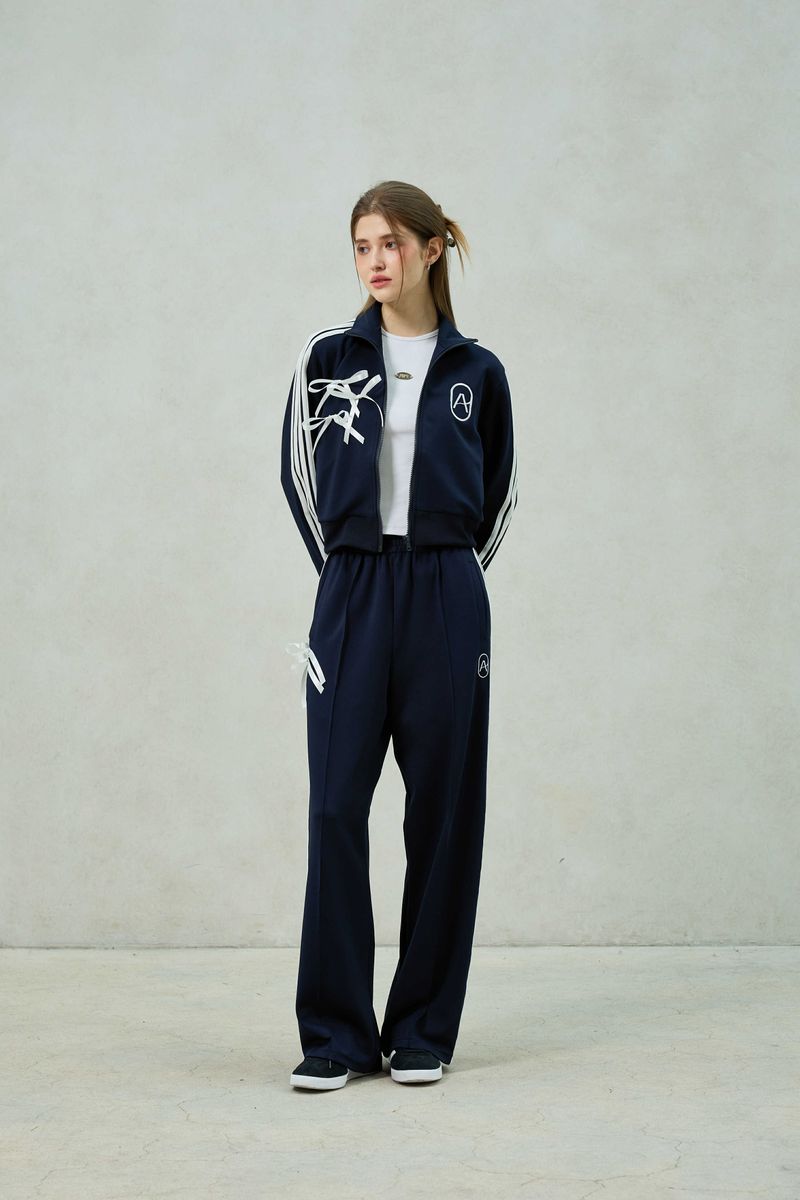 RIBBON JERSEY TRACK TOP / NAVY