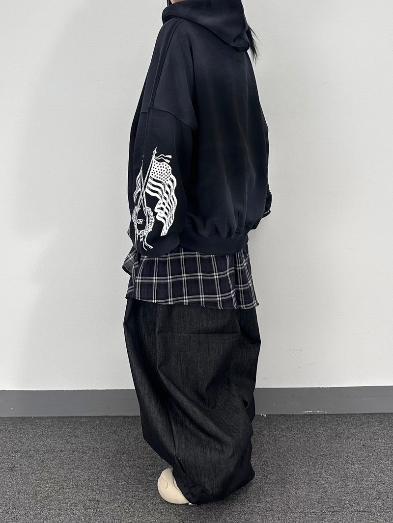 dirty eagle hooded zip-up