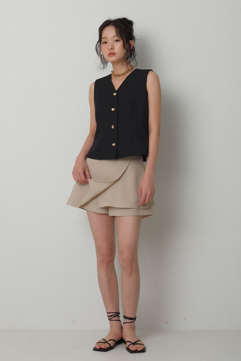 Wrap Skirt Short Pants_Beige