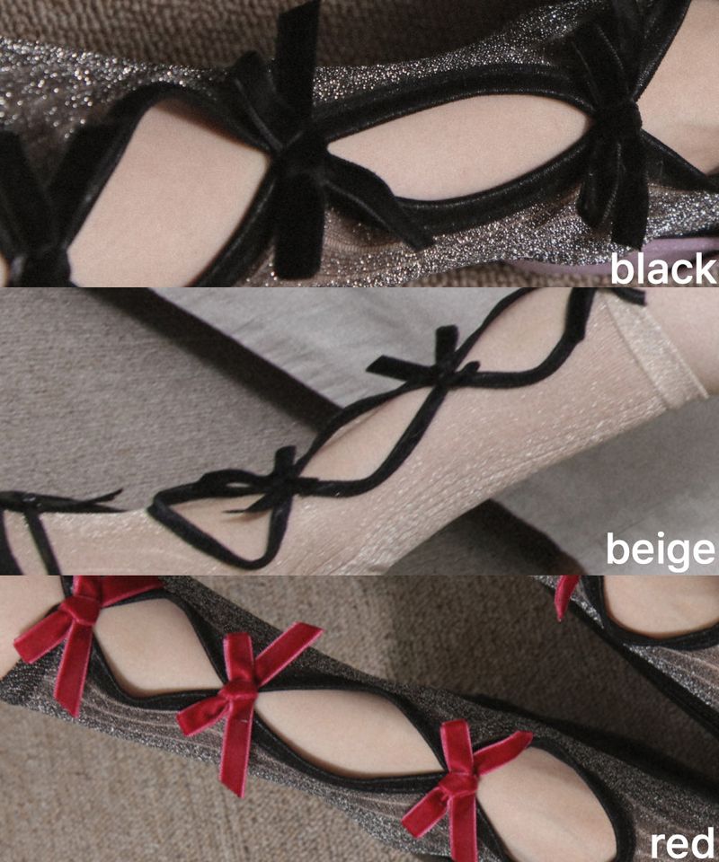glitter ribbon socks (3colors)