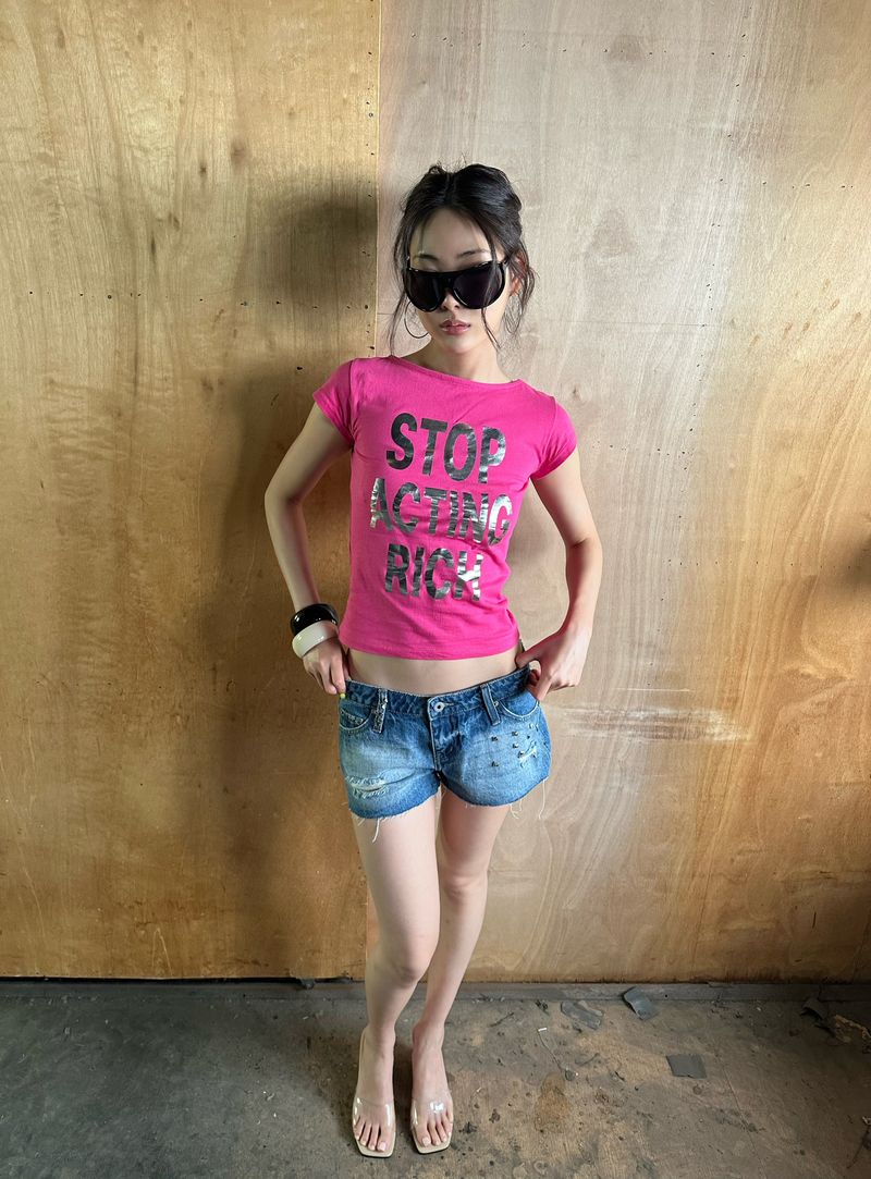 stud vintage denim shorts