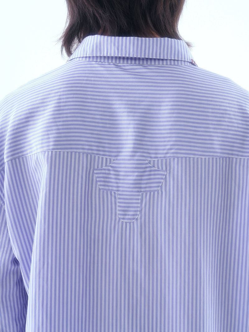 SIGNATURE BACK PATCH HAND-STITCHED CROSS PATCH POCKET STRIPED SHIRT
