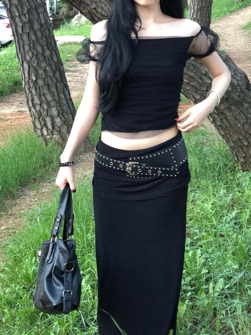 Jelly Shirring Long Skirt