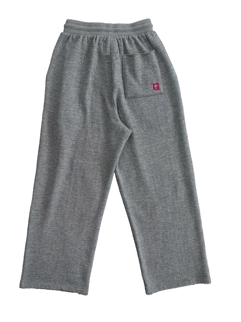 WOOL-LIKE TEXTURE FOUR-COLOR FLOCKED DENIM PATCH EMBROIDERY SWEATPANTS