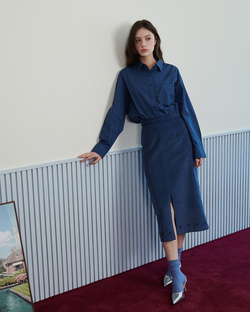 LOGO POPLIN SHIRT [NAVY]