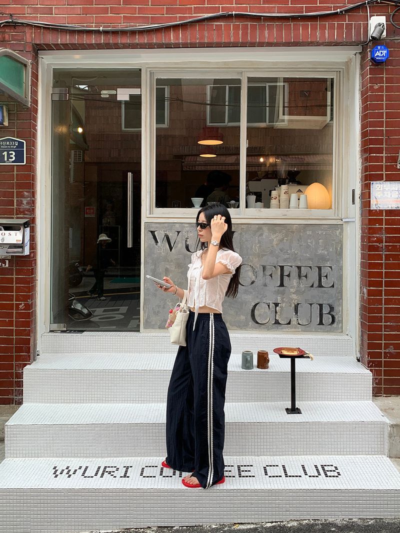 [MADE] Rollton nylon lace track bendable pants