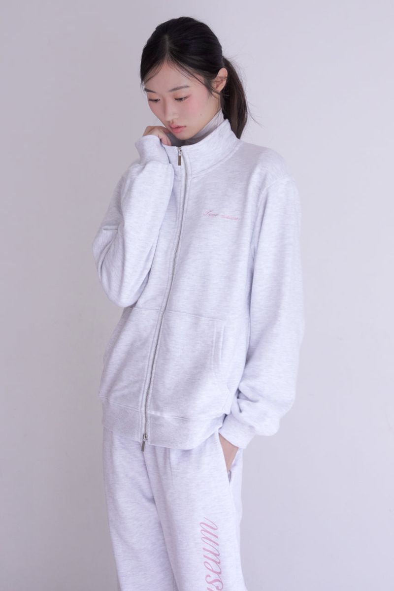 Lettering half neck two-way zip-up (W-MELANGE)