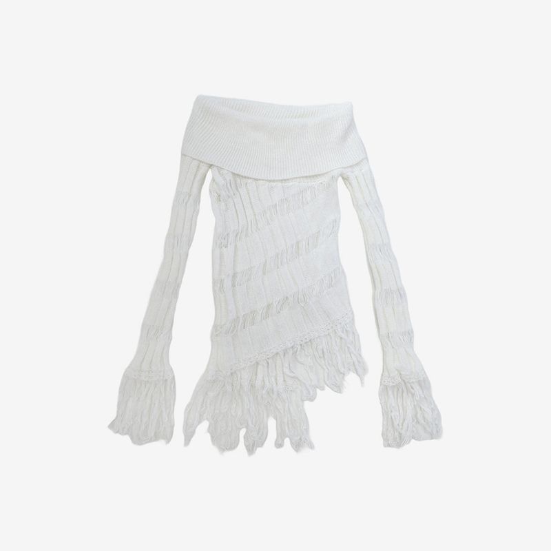 [NONCODE] Rumble Off-Shoulder Unbalanced Knitwear