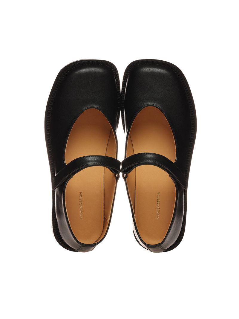 6CRAYON(シックスクレヨン)の「6CRAYON Unisex Black Full-Grain Leather Mary Janes(Shoes)」