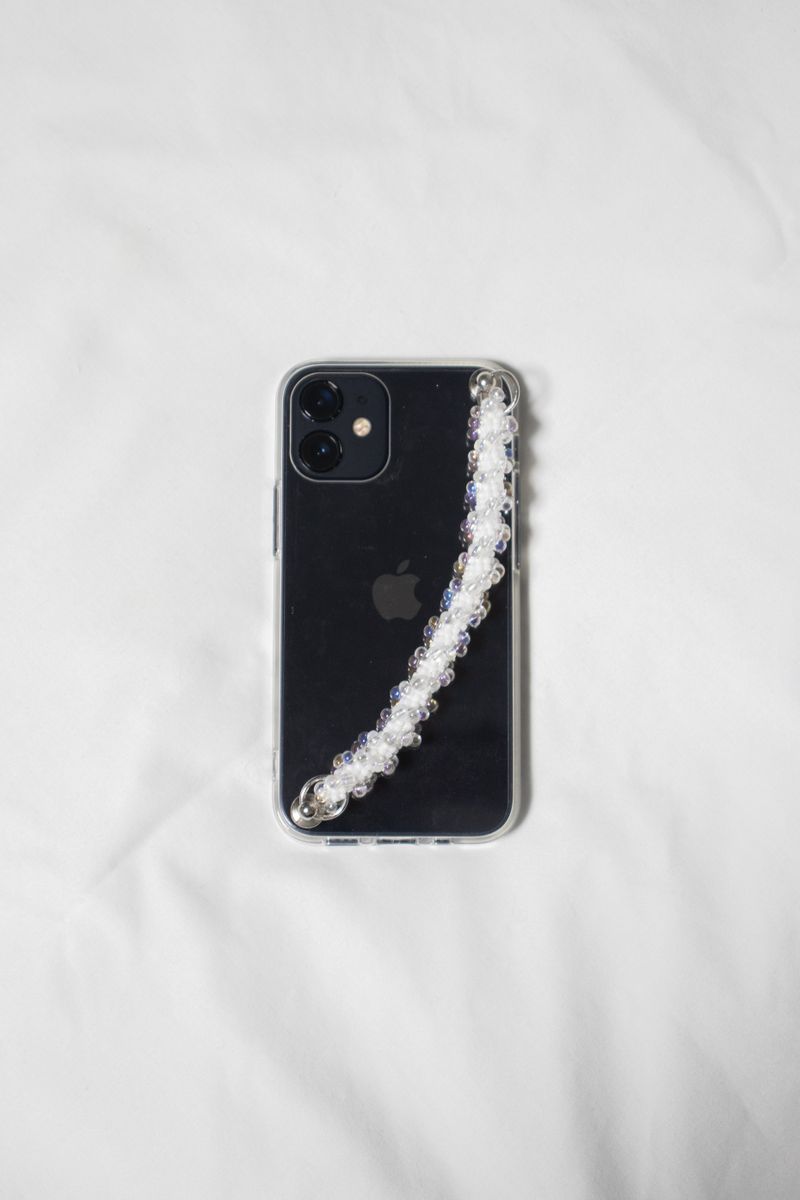 Bubble crochet phone case strap (white)