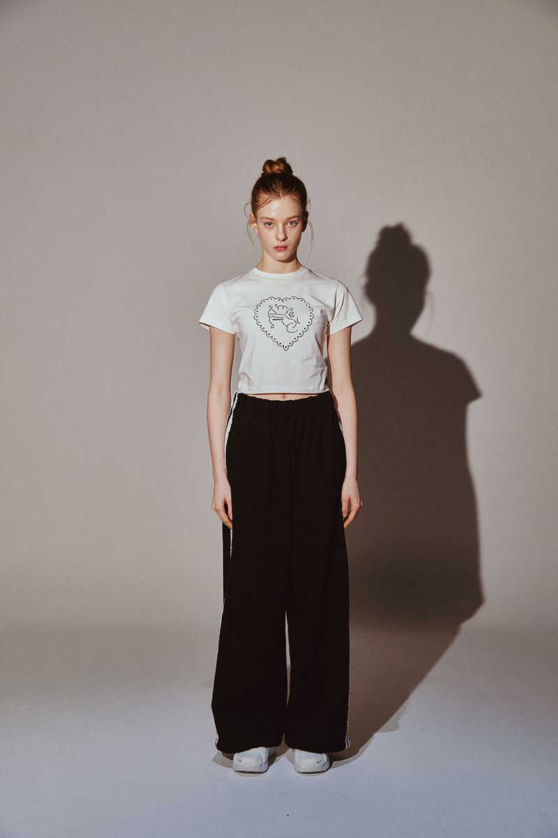 Lace Tape Track Pants Black