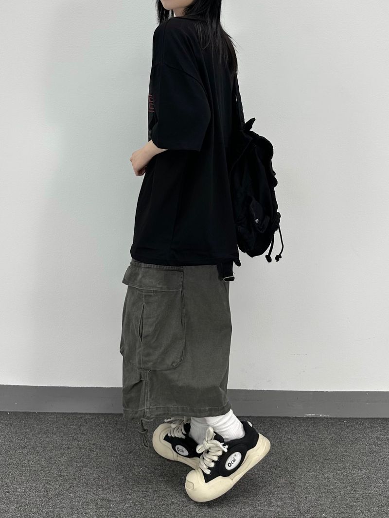strap cargo bermuda pants